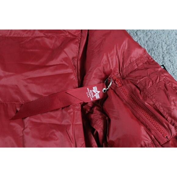 Alpha Industries Bomber Jacket Large Mens Red Zip USA Coat - Picture 5 of 7